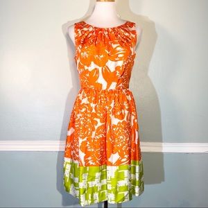 TRINA TURK Nautilus Silk Dress 🧡💚🧡